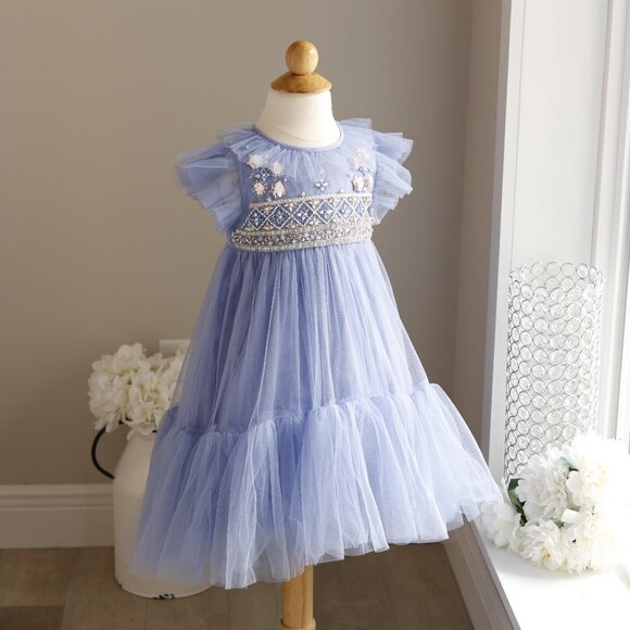 Tutu Du Monde Tulle Dress Plume Blue Portrait Party Daddy Daughter Dance NWT